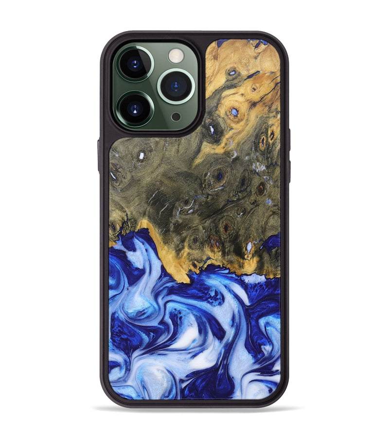 iPhone 13 Pro Max Wood+Resin Phone Case - Juanita (Blue, 685527)