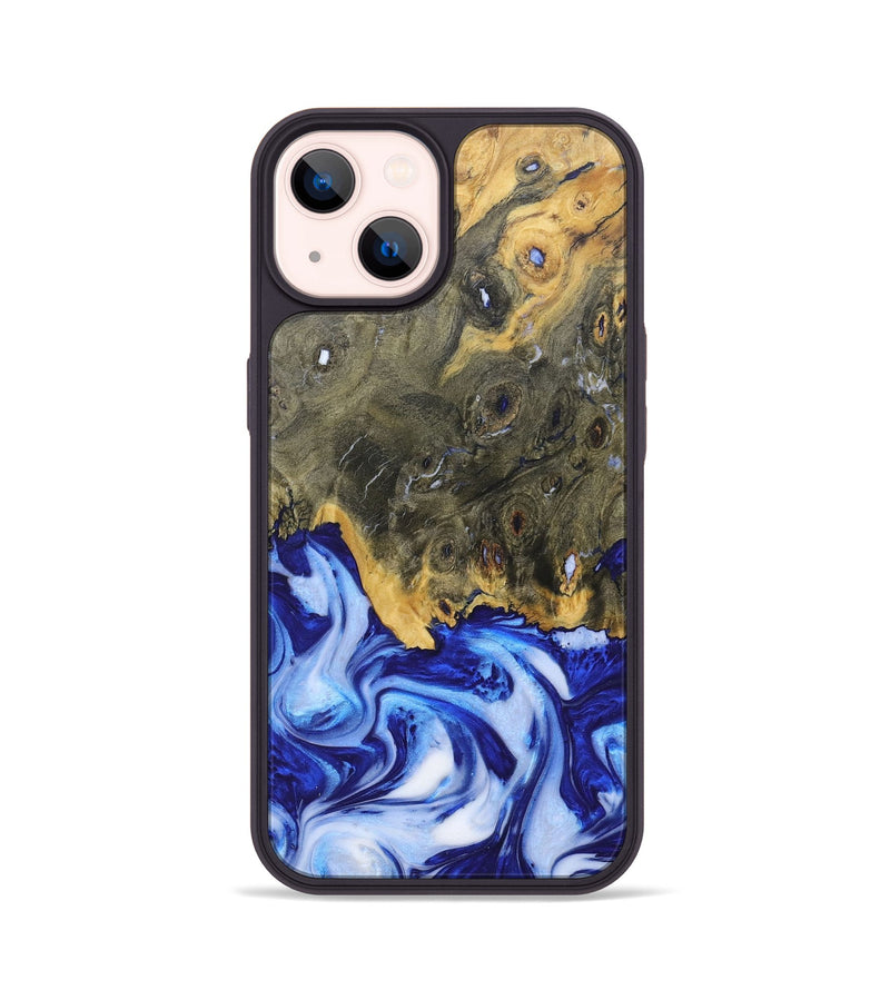 iPhone 14 Wood+Resin Phone Case - Juanita (Blue, 685527)