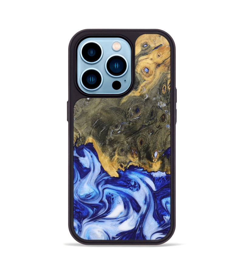 iPhone 14 Pro Wood+Resin Phone Case - Juanita (Blue, 685527)