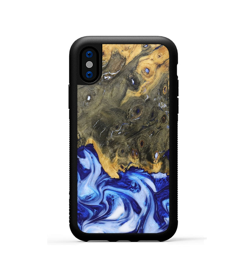 iPhone Xs Wood+Resin Phone Case - Juanita (Blue, 685527)