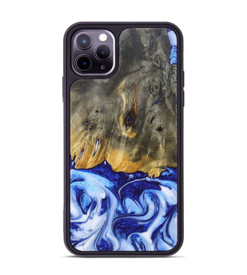 iPhone 11 Pro Max Wood+Resin Phone Case - Molly (Blue, 685529)