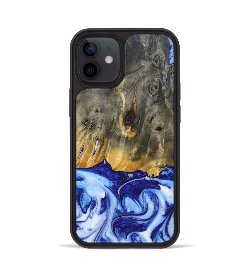iPhone 12 Wood+Resin Phone Case - Molly (Blue, 685529)