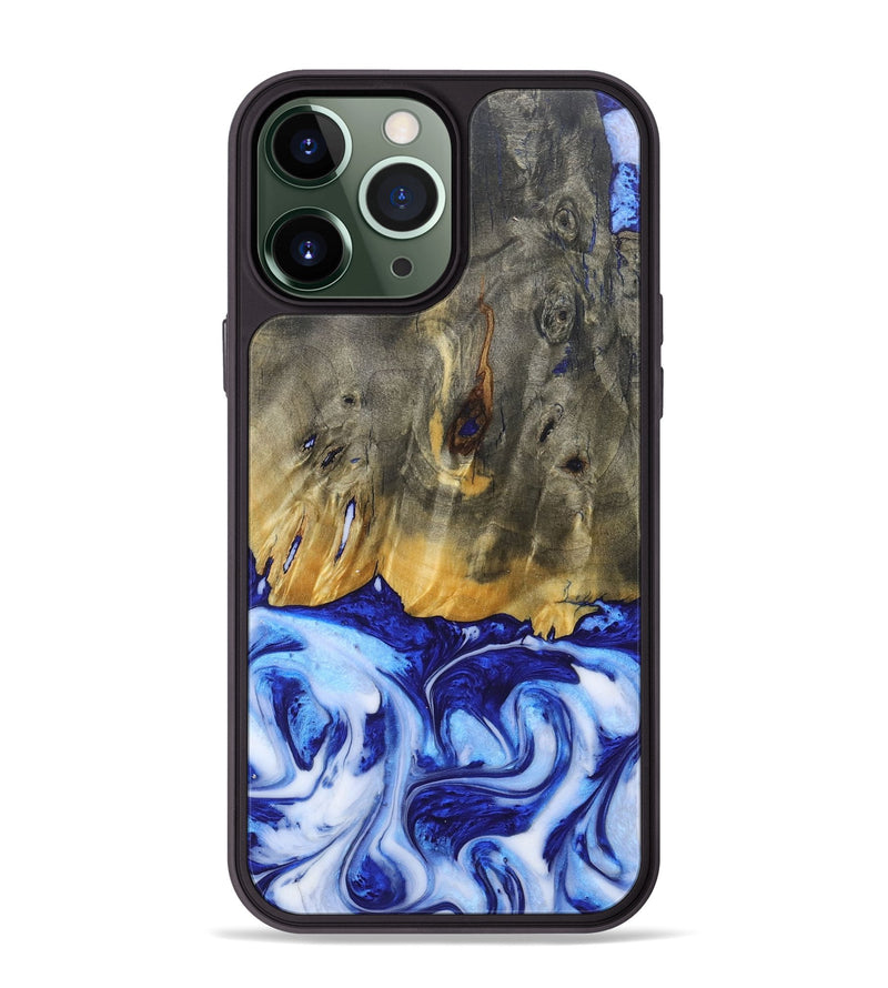 iPhone 13 Pro Max Wood+Resin Phone Case - Molly (Blue, 685529)