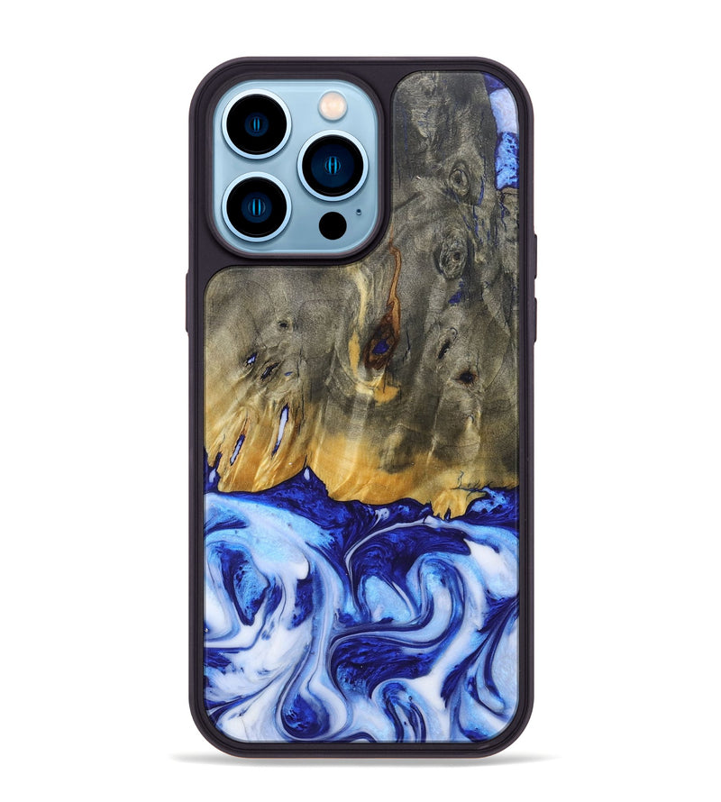 iPhone 14 Pro Max Wood+Resin Phone Case - Molly (Blue, 685529)