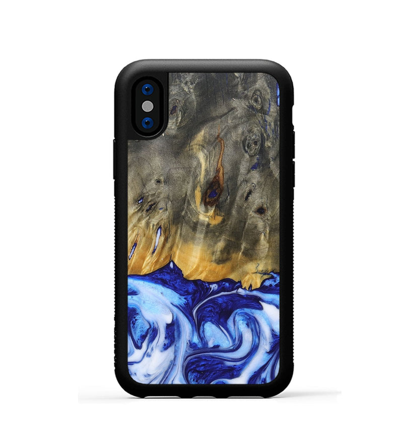 iPhone Xs Wood+Resin Phone Case - Molly (Blue, 685529)