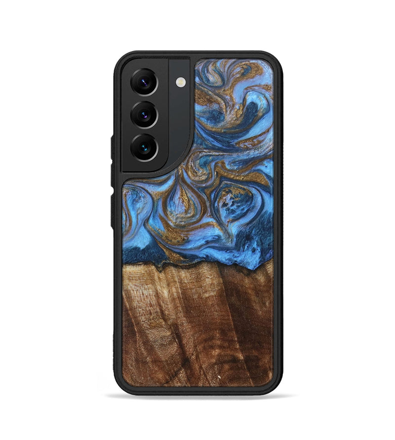 Galaxy S22 Wood+Resin Phone Case - Arlo (Teal & Gold, 685552)