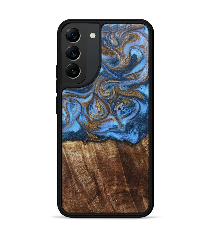 Galaxy S22 Plus Wood+Resin Phone Case - Arlo (Teal & Gold, 685552)