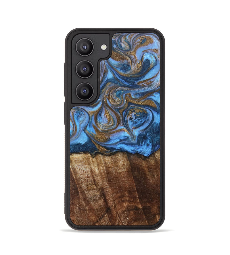 Galaxy S23 Wood+Resin Phone Case - Arlo (Teal & Gold, 685552)