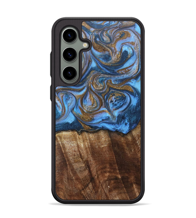 Galaxy S24 Plus Wood+Resin Phone Case - Arlo (Teal & Gold, 685552)