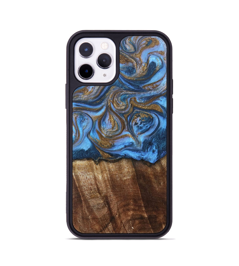 iPhone 11 Pro Wood+Resin Phone Case - Arlo (Teal & Gold, 685552)
