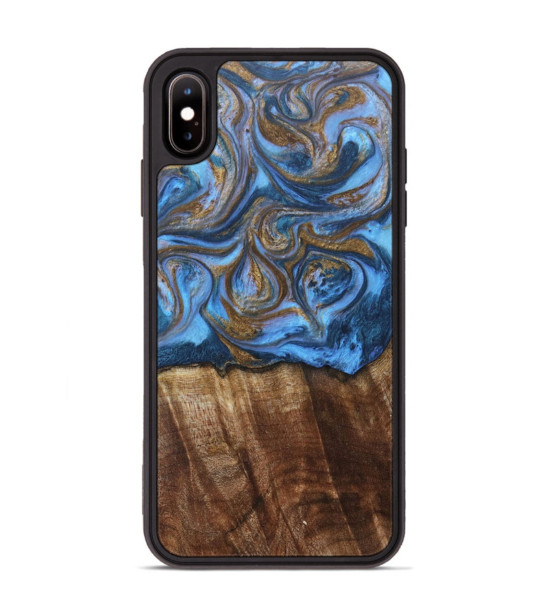 iPhone Xs Max Wood+Resin Phone Case - Arlo (Teal & Gold, 685552)