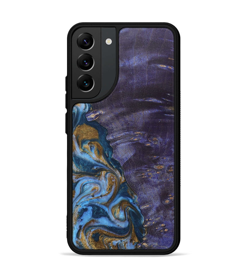 Galaxy S22 Plus Wood+Resin Phone Case - Bobbie (Teal & Gold, 685560)