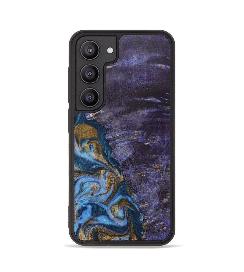 Galaxy S23 Wood+Resin Phone Case - Bobbie (Teal & Gold, 685560)