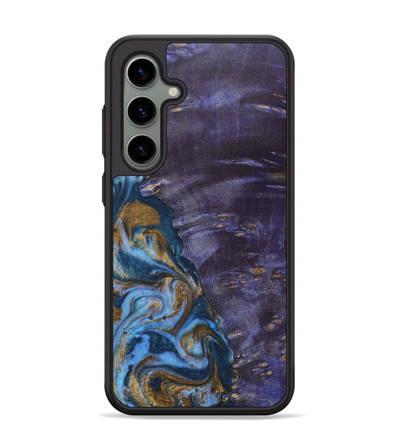 Galaxy S24 Plus Wood+Resin Phone Case - Bobbie (Teal & Gold, 685560)