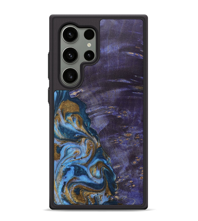 Galaxy S24 Ultra Wood+Resin Phone Case - Bobbie (Teal & Gold, 685560)