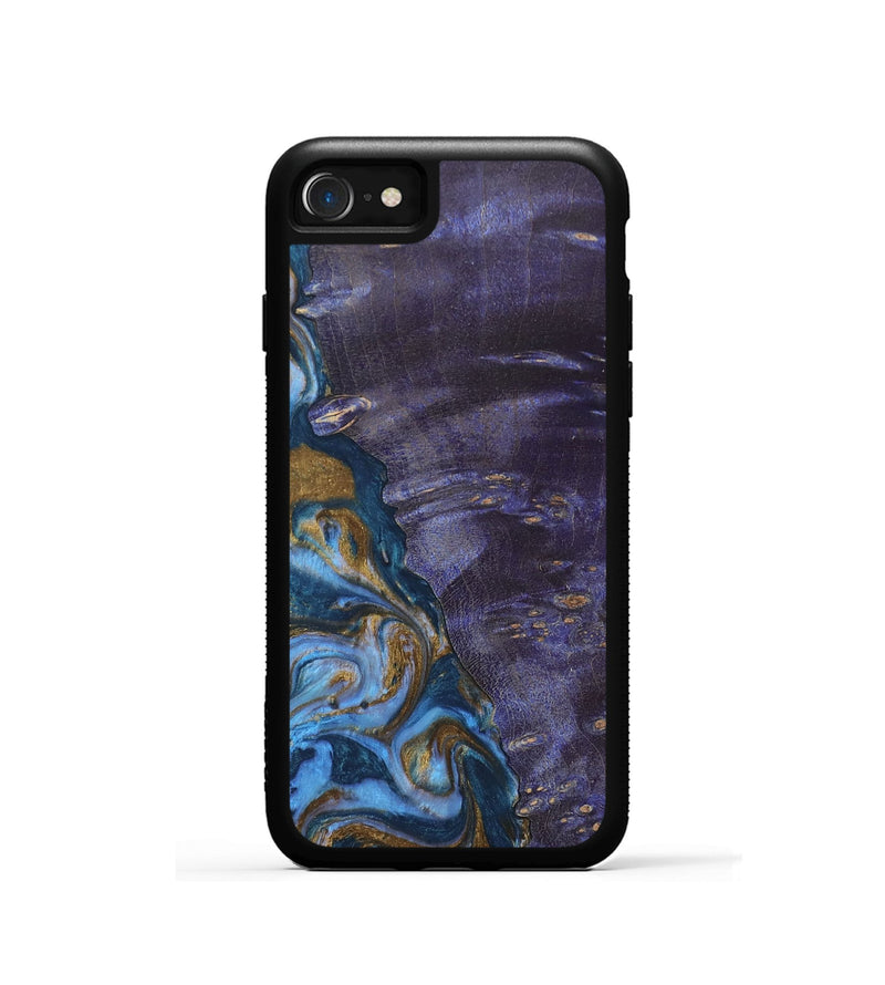 iPhone SE Wood+Resin Phone Case - Bobbie (Teal & Gold, 685560)