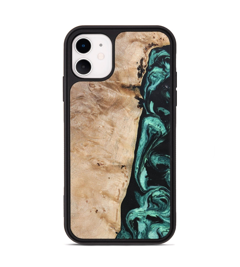 iPhone 11 Wood+Resin Phone Case - Brielle (Green, 685569)