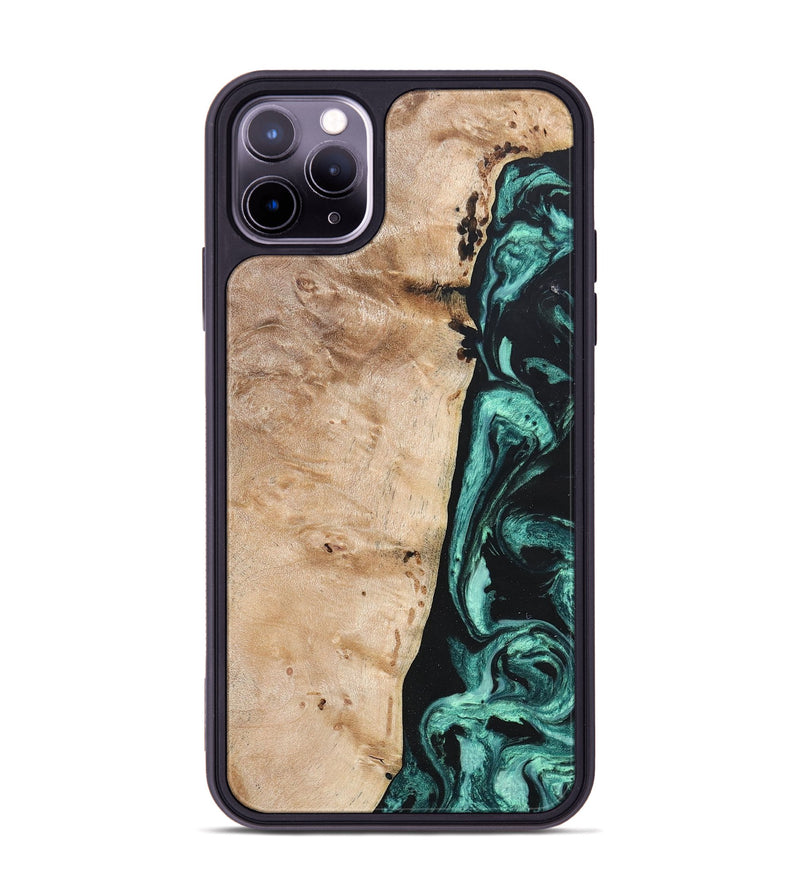 iPhone 11 Pro Max Wood+Resin Phone Case - Brielle (Green, 685569)
