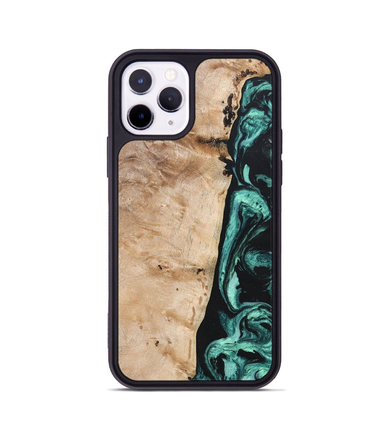 iPhone 11 Pro Wood+Resin Phone Case - Brielle (Green, 685569)