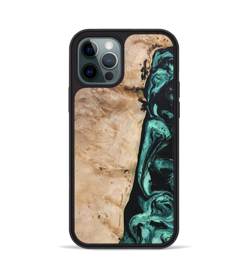 iPhone 12 Pro Wood+Resin Phone Case - Brielle (Green, 685569)