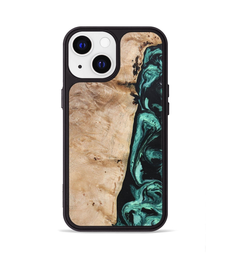 iPhone 13 Wood+Resin Phone Case - Brielle (Green, 685569)