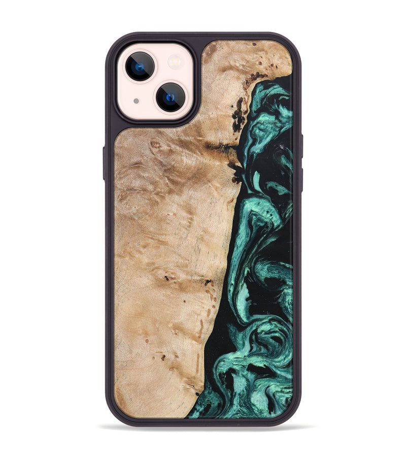 iPhone 14 Plus Wood+Resin Phone Case - Brielle (Green, 685569)