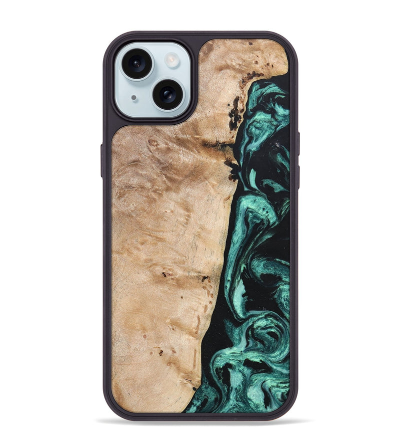 iPhone 15 Plus Wood+Resin Phone Case - Brielle (Green, 685569)
