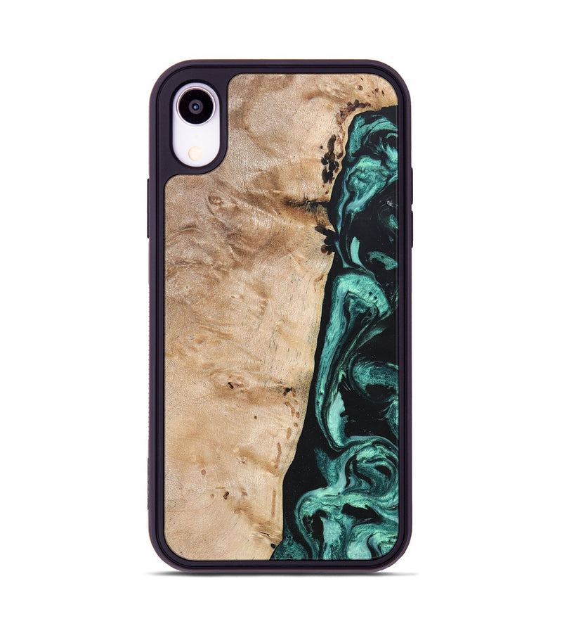 iPhone Xr Wood+Resin Phone Case - Brielle (Green, 685569)
