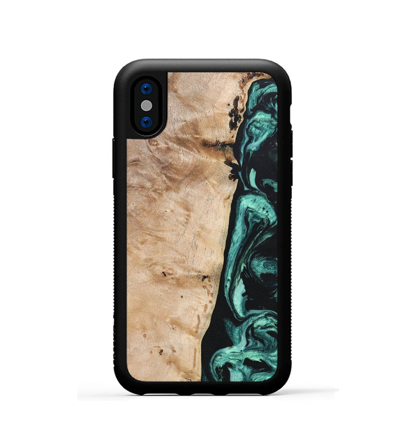 iPhone Xs Wood+Resin Phone Case - Brielle (Green, 685569)