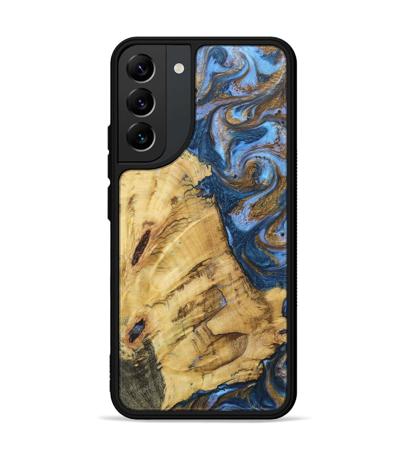 Galaxy S22 Plus Wood+Resin Phone Case - Carl (Teal & Gold, 685587)