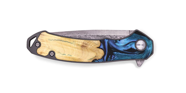 EDC Wood+Resin Pocket Knife - Connor (Blue, 685655)
