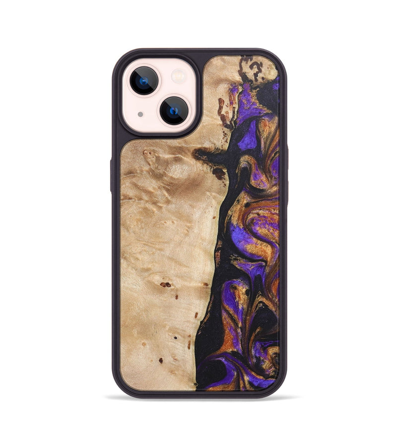 iPhone 14 Wood+Resin Phone Case - Hector (Purple, 685788)