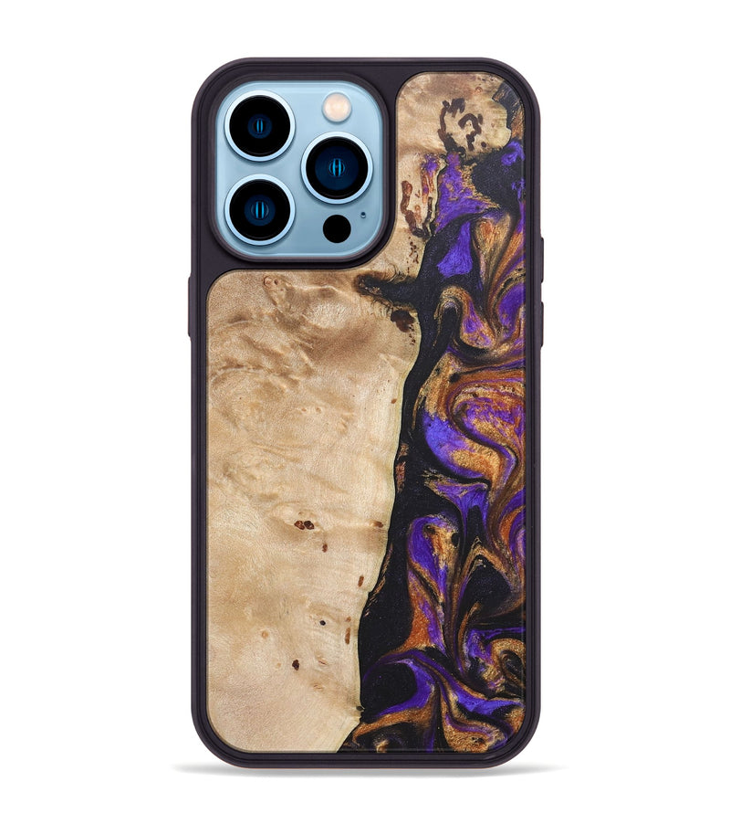 iPhone 14 Pro Max Wood+Resin Phone Case - Hector (Purple, 685788)