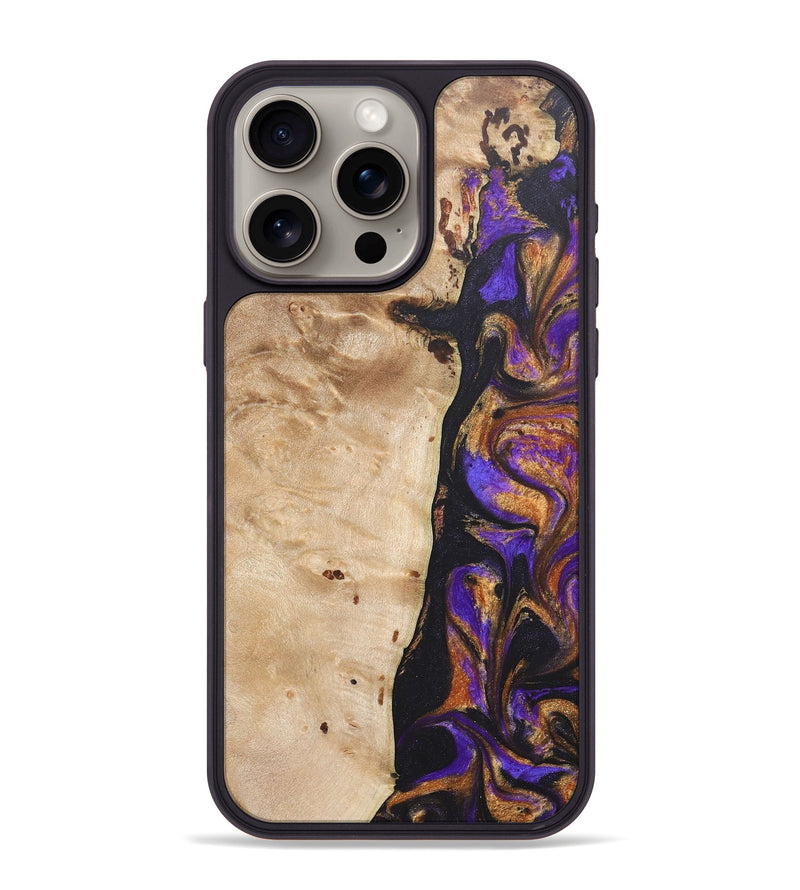 iPhone 15 Pro Max Wood+Resin Phone Case - Hector (Purple, 685788)