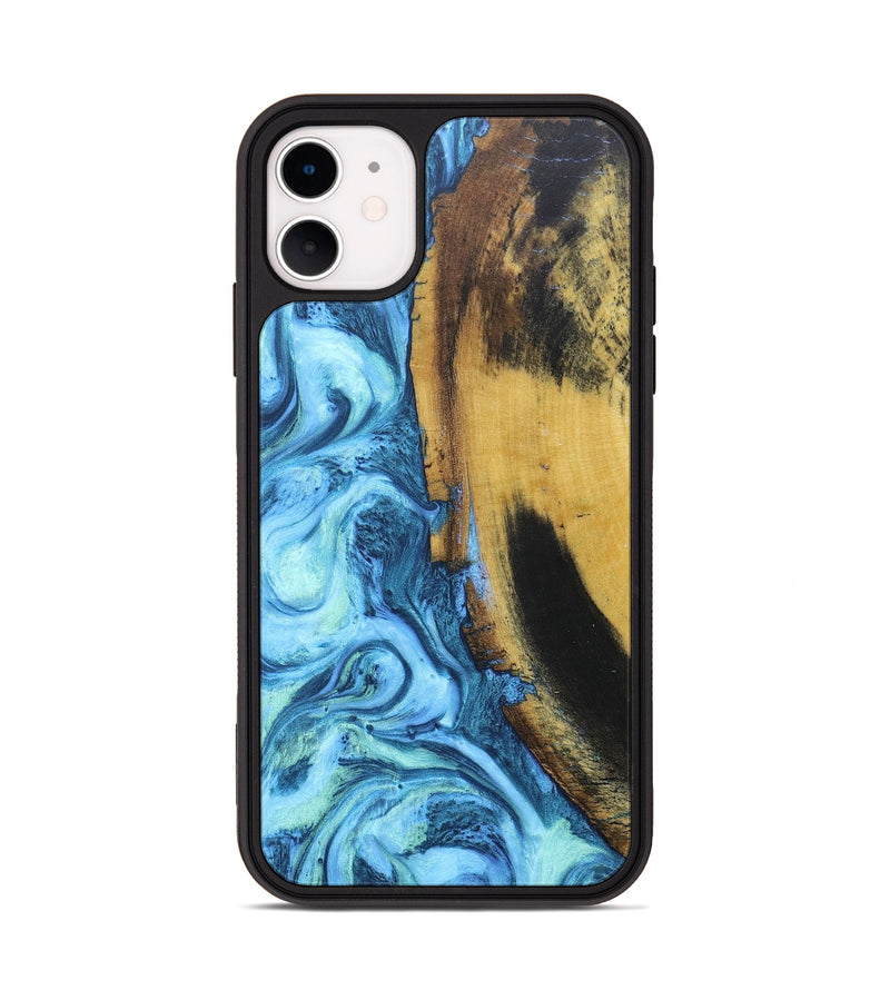iPhone 11 Wood+Resin Phone Case - Tammie (Blue, 685873)