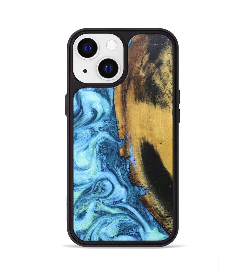 iPhone 13 Wood+Resin Phone Case - Tammie (Blue, 685873)