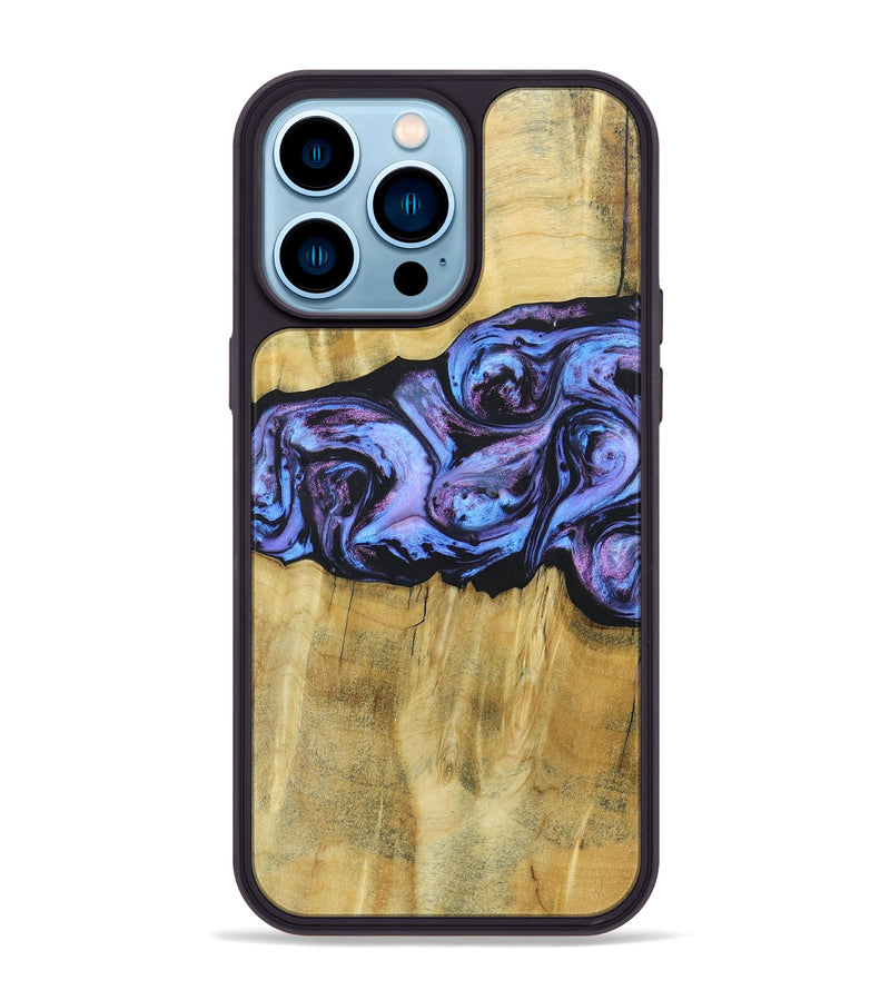 iPhone 14 Pro Max Wood+Resin Phone Case - Deandre (Purple, 685899)
