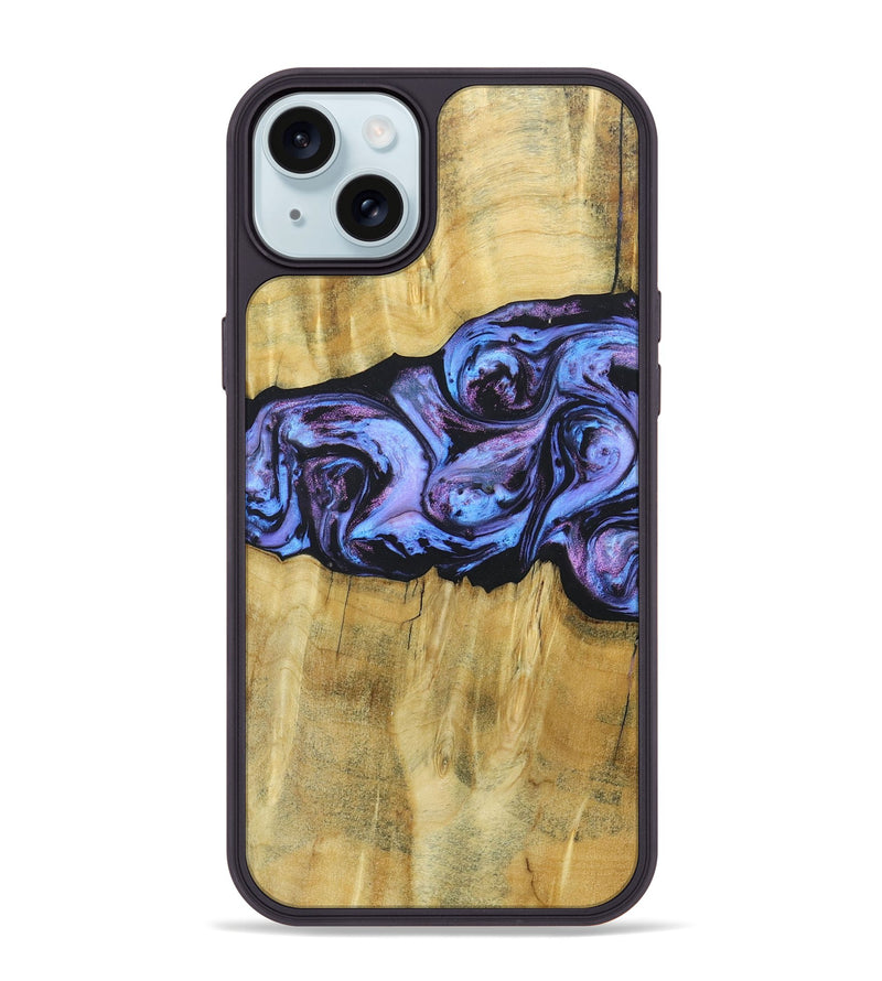 iPhone 15 Plus Wood+Resin Phone Case - Deandre (Purple, 685899)