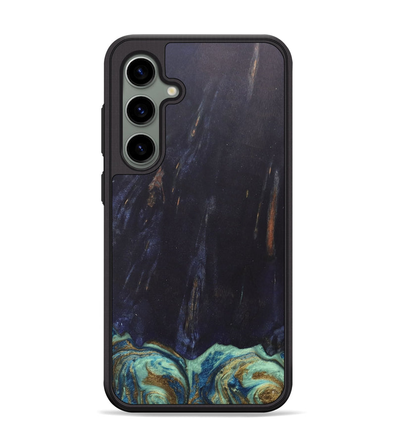 Galaxy S24 Plus Wood+Resin Phone Case - Agnes (Teal & Gold, 685922)