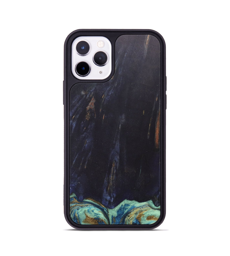 iPhone 11 Pro Wood+Resin Phone Case - Agnes (Teal & Gold, 685922)