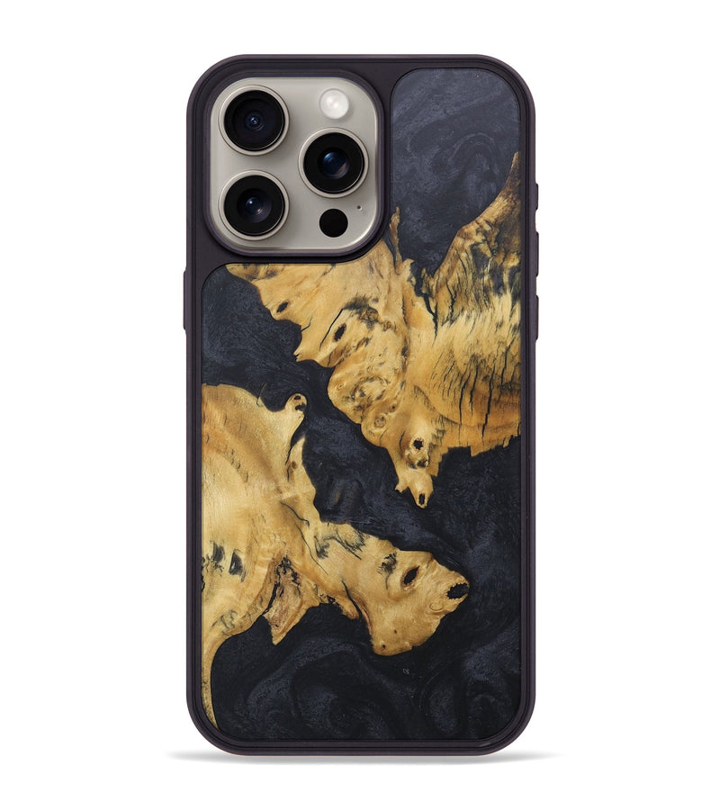 iPhone 15 Pro Max Wood+Resin Phone Case - Mallory (Pure Black, 685941)