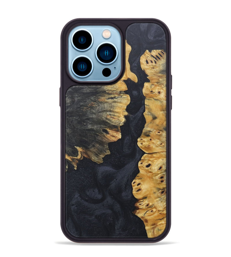 iPhone 14 Pro Max Wood+Resin Phone Case - Royalty (Pure Black, 685944)