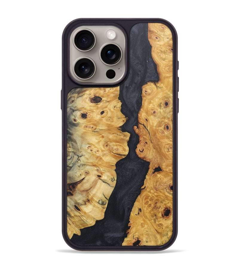 iPhone 15 Pro Max Wood+Resin Phone Case - Phoenix (Pure Black, 685948)