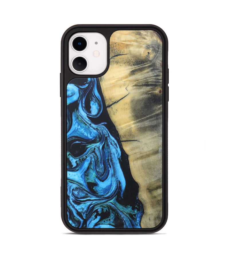 iPhone 11 Wood+Resin Phone Case - Paul (Blue, 685995)