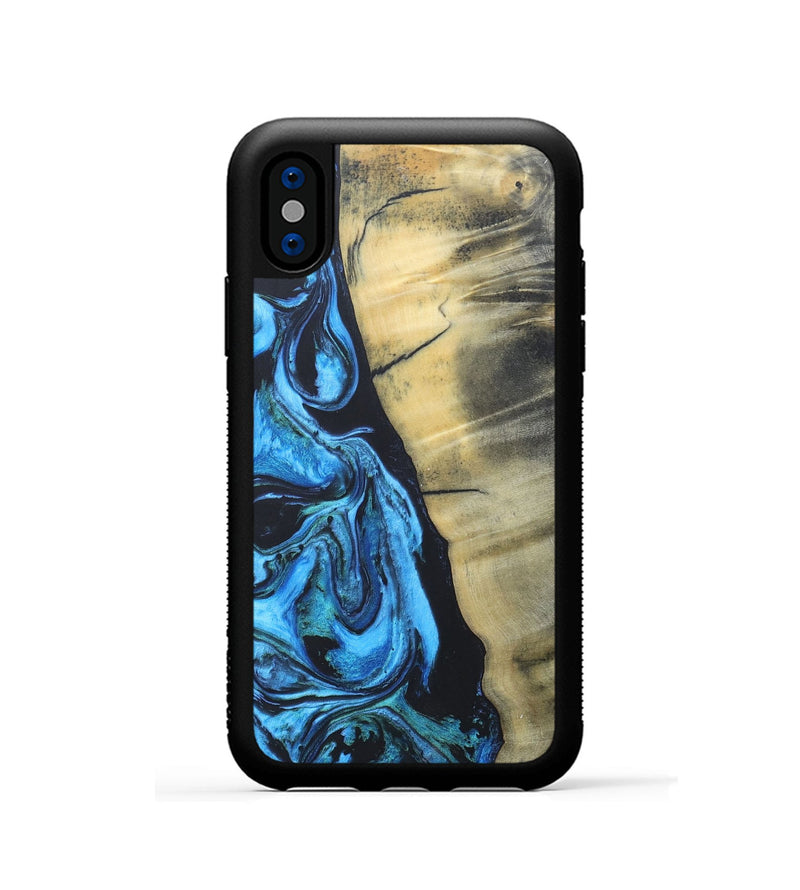 iPhone Xs Wood+Resin Phone Case - Paul (Blue, 685995)