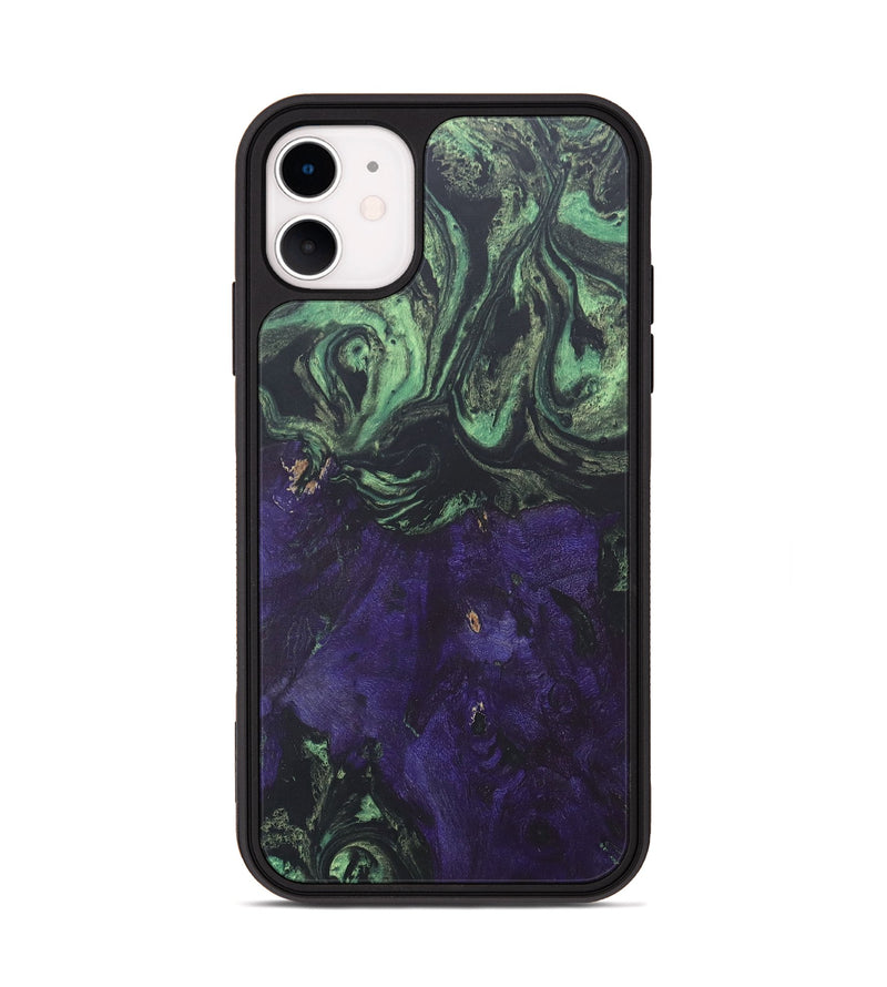 iPhone 11 Wood+Resin Phone Case - Madilyn (Green, 686024)