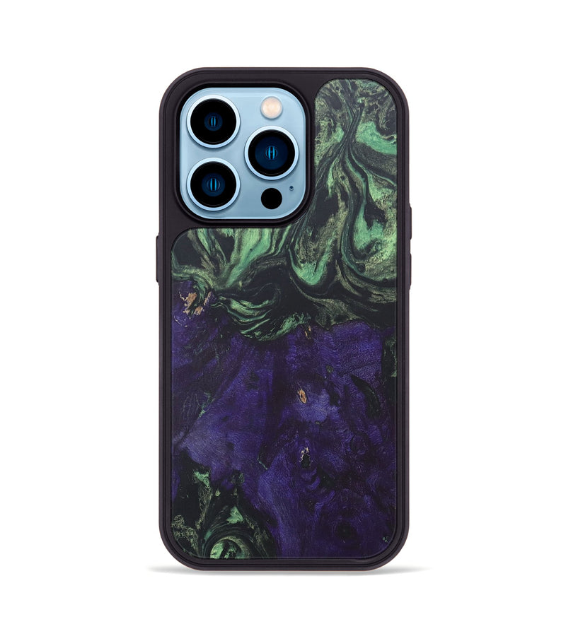 iPhone 14 Pro Wood+Resin Phone Case - Madilyn (Green, 686024)