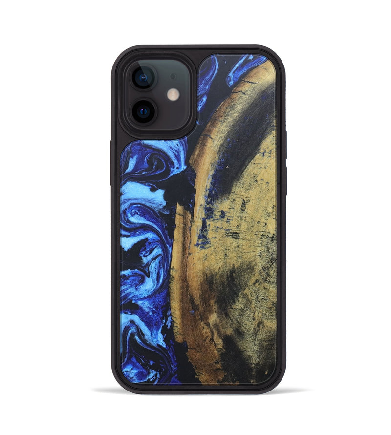 iPhone 12 Wood+Resin Phone Case - Stephen (Blue, 686081)