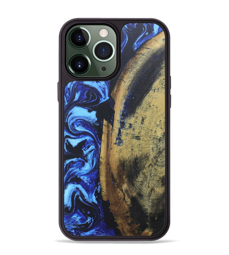 iPhone 13 Pro Max Wood+Resin Phone Case - Stephen (Blue, 686081)