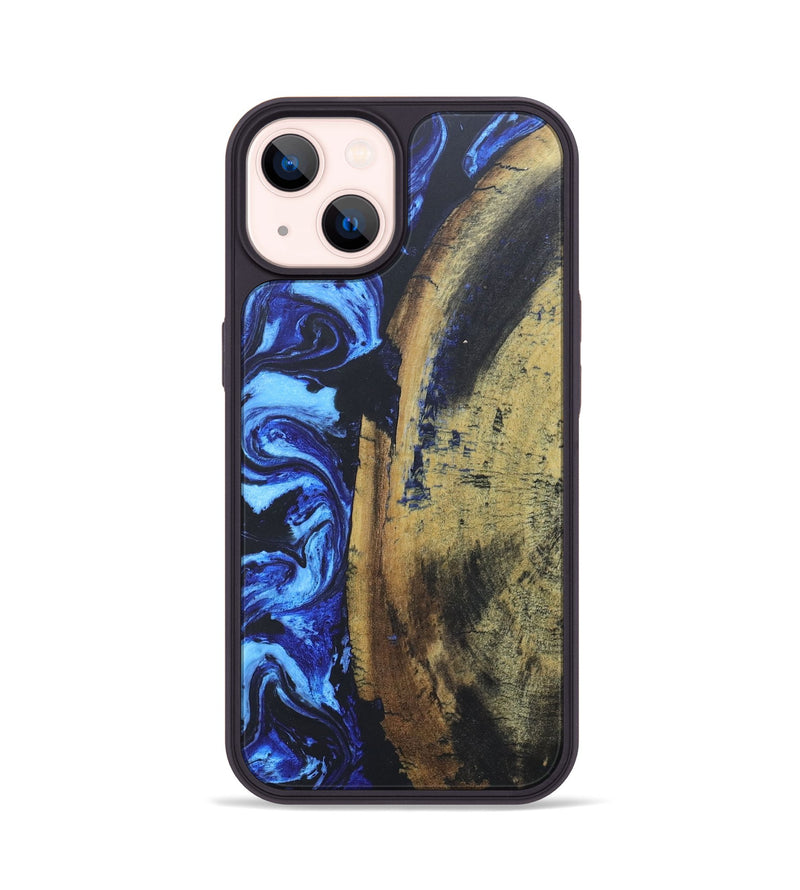 iPhone 14 Wood+Resin Phone Case - Stephen (Blue, 686081)